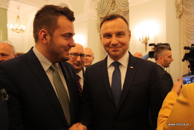 Prezydent Łomży Mariusz Chrzanowski i Prezydent Rzeczypospolitej Polskiej Andrzej Duda