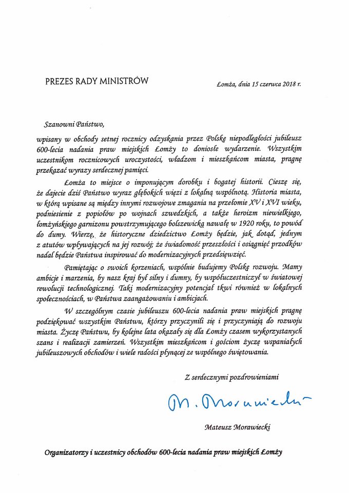 list premiera Mateusza Morawieckiego