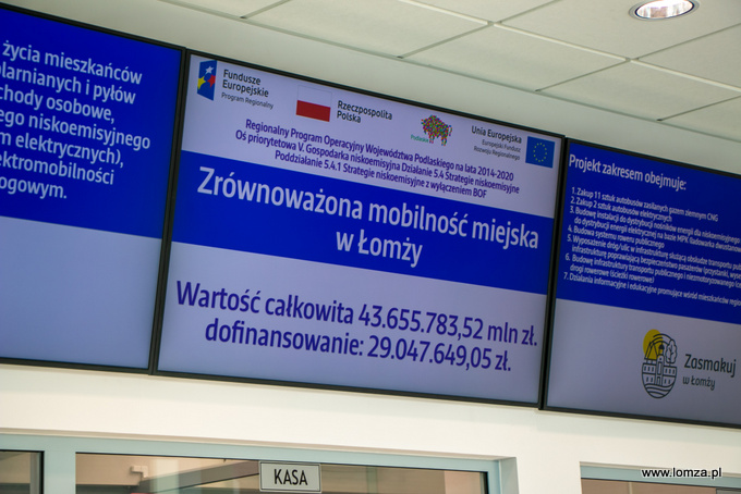 budowa Centrum Przesiadkowo - Komunikacyjnego w Łomży została dofinansowana w ramach projektu "Zrównoważona mobilność miejska w Łomży"