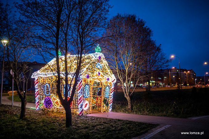 iluminacje świąteczne w Parku Jana Pawła II - Papieża Pielgrzyma w Łomży