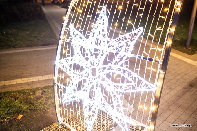 iluminacje świąteczne w Parku Jana Pawła II - Papieża Pielgrzyma w Łomży