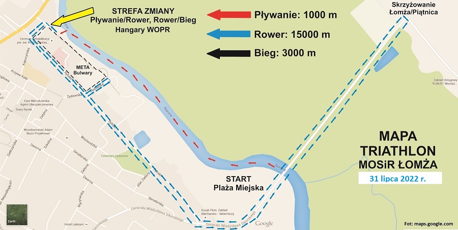 mapka triathlonowej rywalizacji
