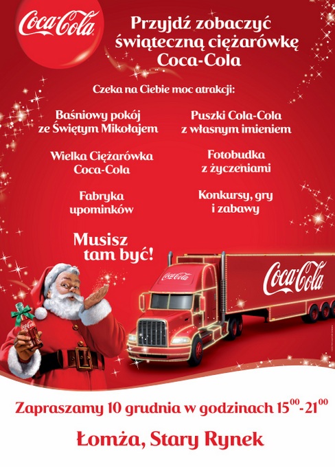 Przyjdź zobaczyć świąteczną ciężarówkę Coca-Coli!