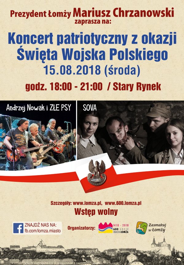 Złe Psy i Sova na koncercie patriotycznym z okazji Święta Wojska Polskiego