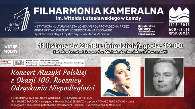 Koncert muzyki polskiej z okazji obchodów 100. rocznicy odzyskania niepodległości