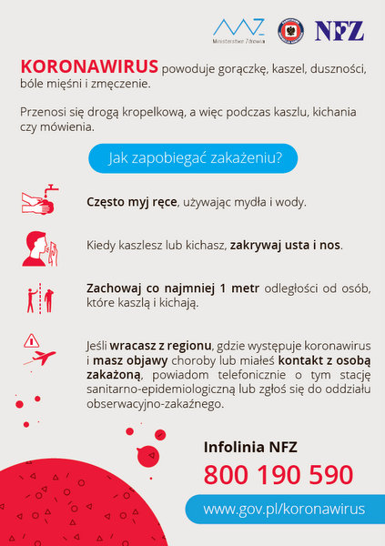 Plakaty informacyjne dot. koronawirusa