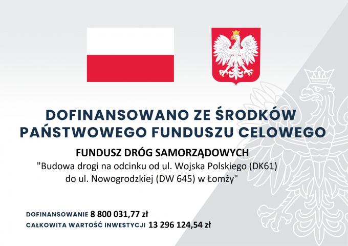 Budowa drogi na odcinku od ul. Wojska Polskiego (DK 61) do ul. Nowogrodzkiej (DW 645) w Łomży