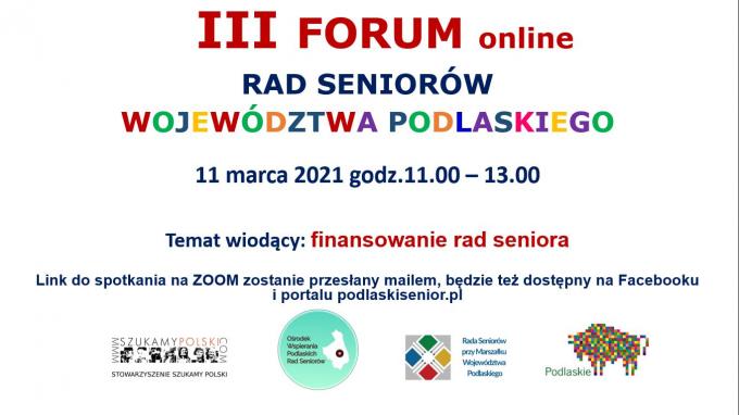 Zaproszenie na III Forum Podlaskich Rad Seniorów