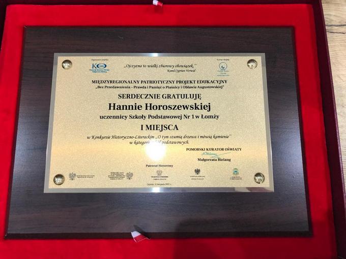 Sukces uczennicy Szkoły Podstawowej Nr 1 w Łomży