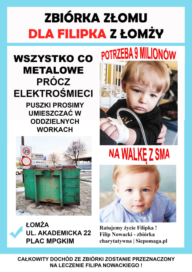 Zbiórka złomu dla Filipka z Łomży