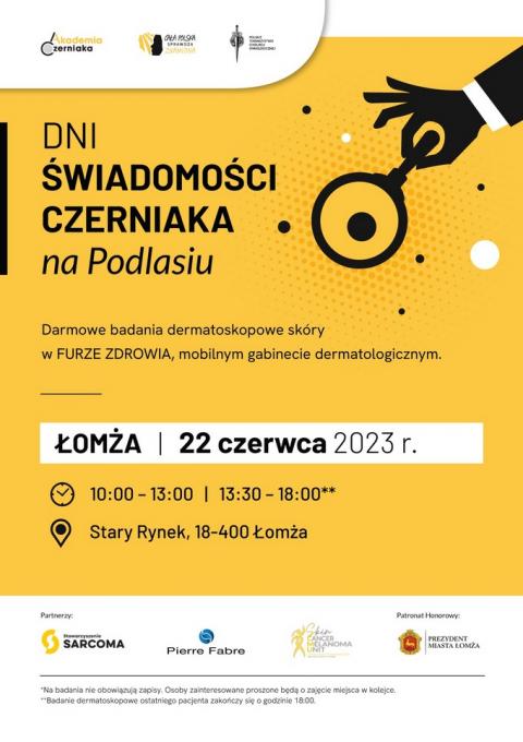 Dni Świadomości Czerniaka w Łomży – darmowe badania dermatoskopowe skóry