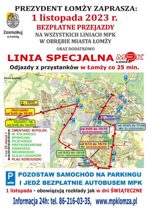 Linia specjalna i bezpłatna komunikacja na dzień Wszystkich Świętych